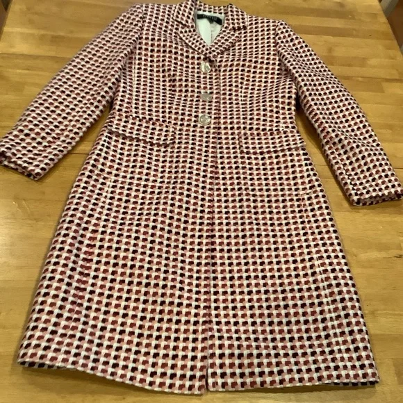 Kasper Long Pink and Cream Patterned Blazer Coat with Matching Skirt Size 4 - Picture 8 of 15